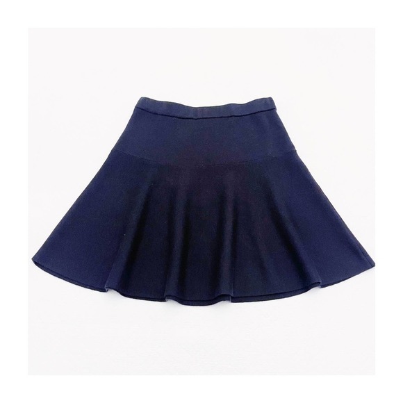 Tahari Black Flared Wool Skater Skirt Ruffled Hem SZM - Picture 1 of 6